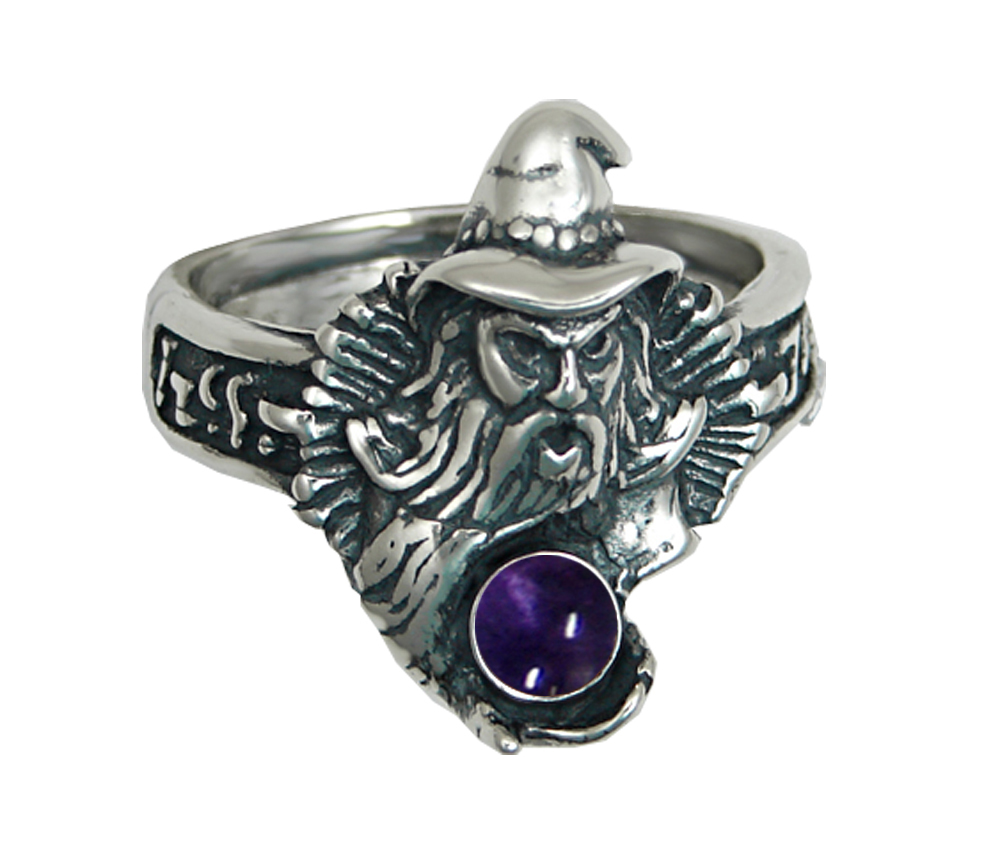Sterling Silver Wizard Ring With Iolite Size 7